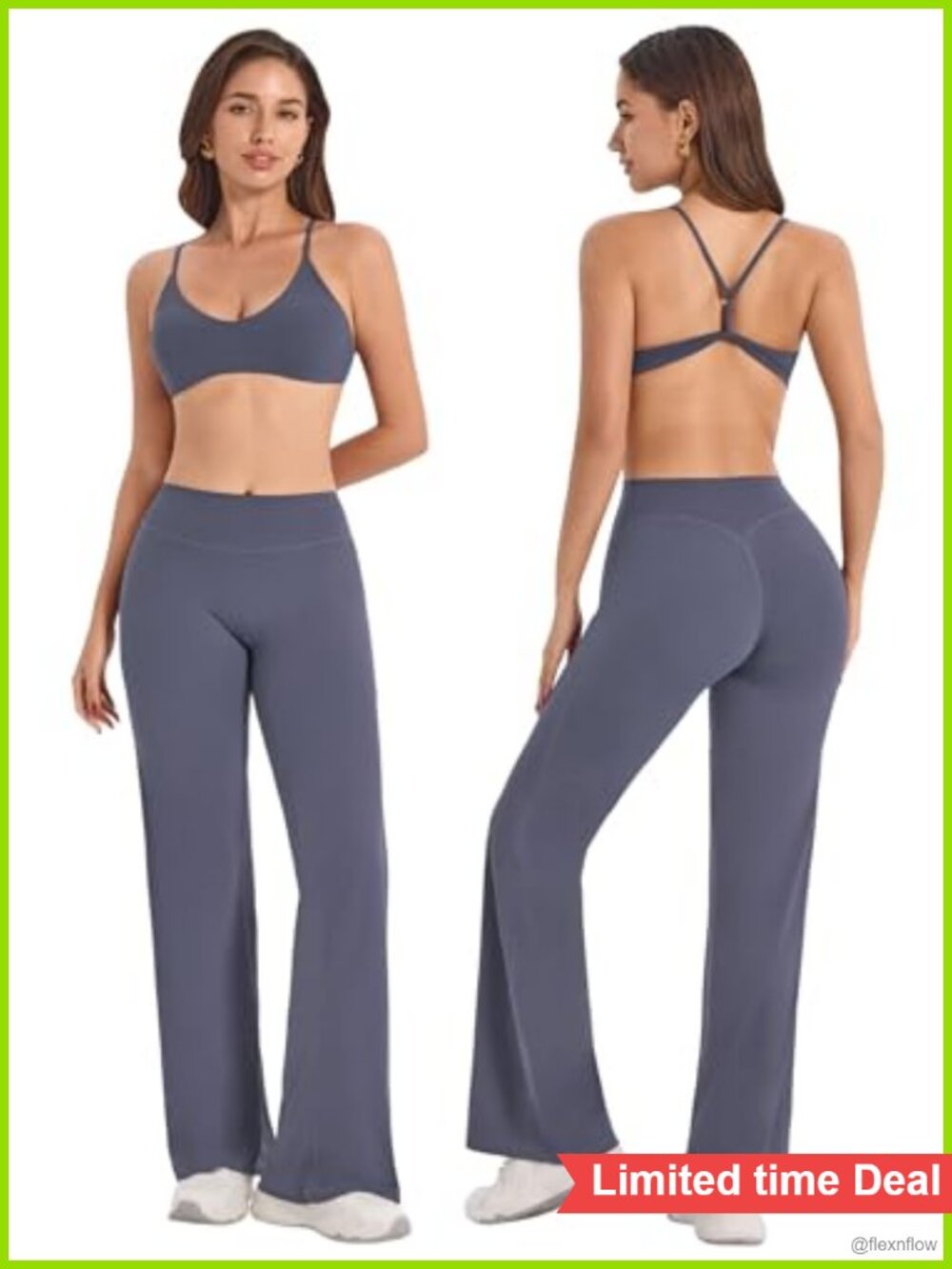 ABOCIW Women's Workout Set Y Back Sports Bra & Straight Leg Yoga Pants